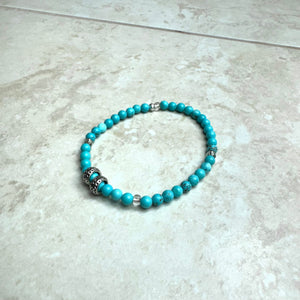 6" 4mm Turquoise Bracelet w/ Floating Rondelles