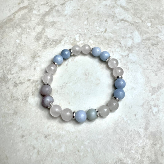 6" Aquamarine & Quartz Bracelet