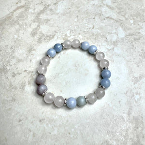 6" Aquamarine & Quartz Bracelet