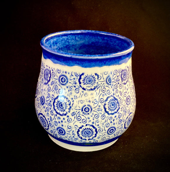 Blue Bowl with Blue Designs