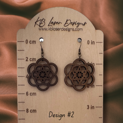 Assorted Round Design Walnut Dangle Earrings