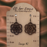 Assorted Round Design Walnut Dangle Earrings
