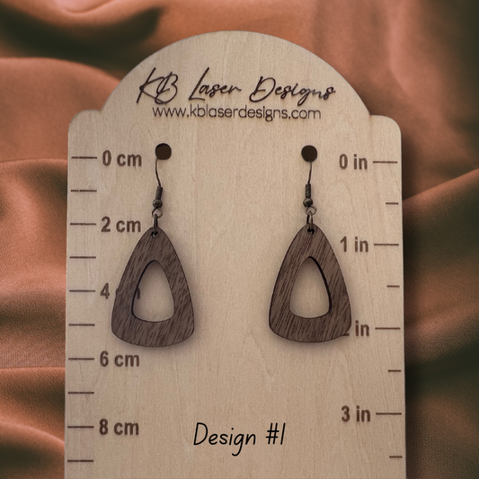 Assorted Triangle Design Walnut Dangle Earrings