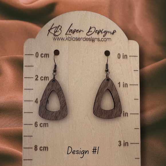 Assorted Triangle Design Walnut Dangle Earrings
