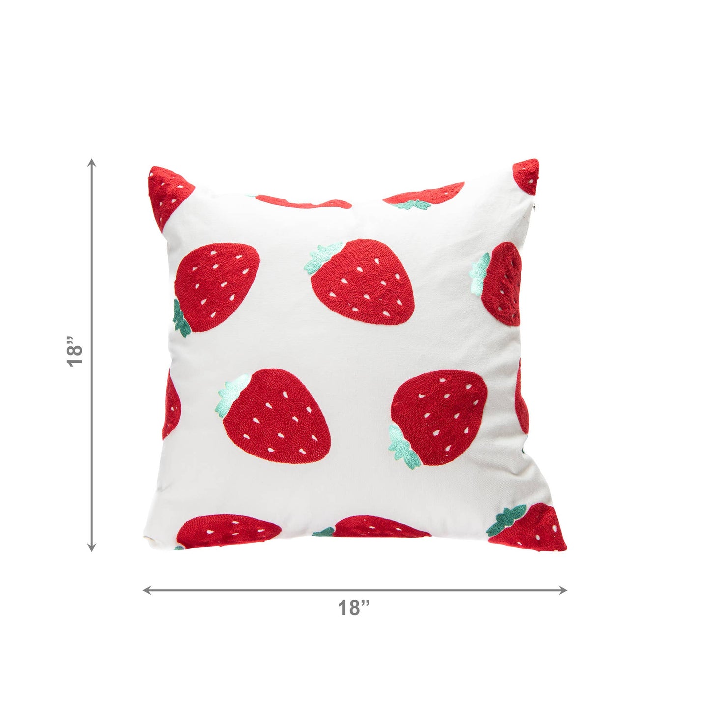 Cotton Embroidered Square Cushion (Big Strawberries)