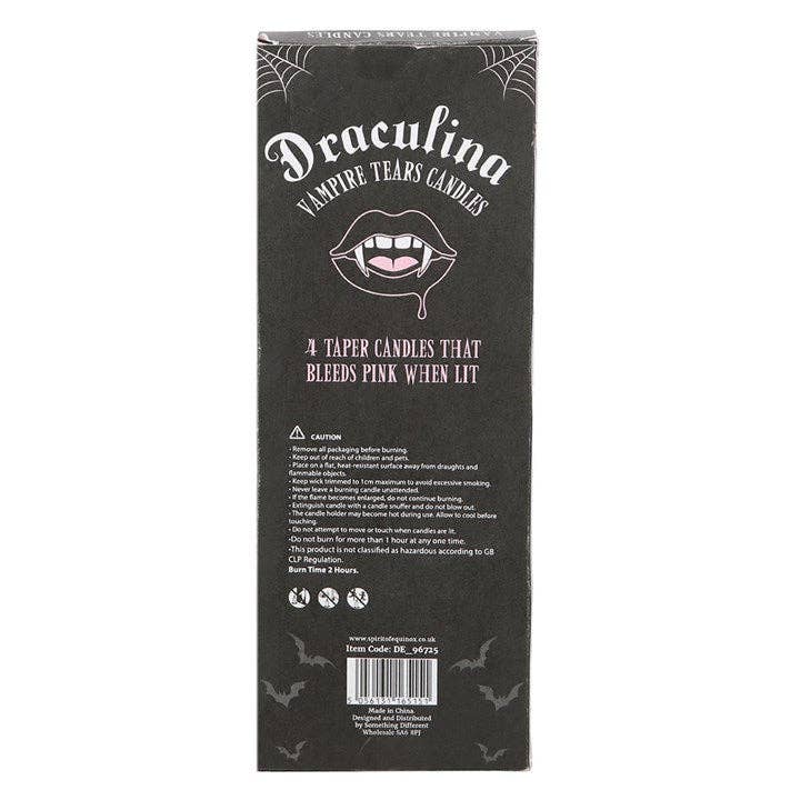 Set of 4 Gothic Pink Vampire Tears Bleeding Halloween Taper Candles