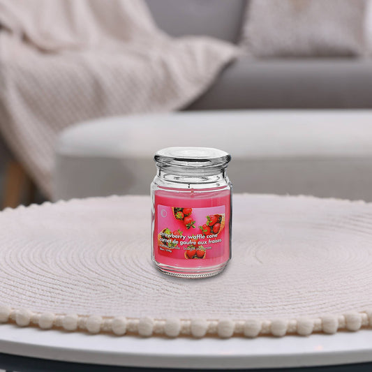 18 Oz Scented Jar With Glass Lid Strawberry Waffle Cone