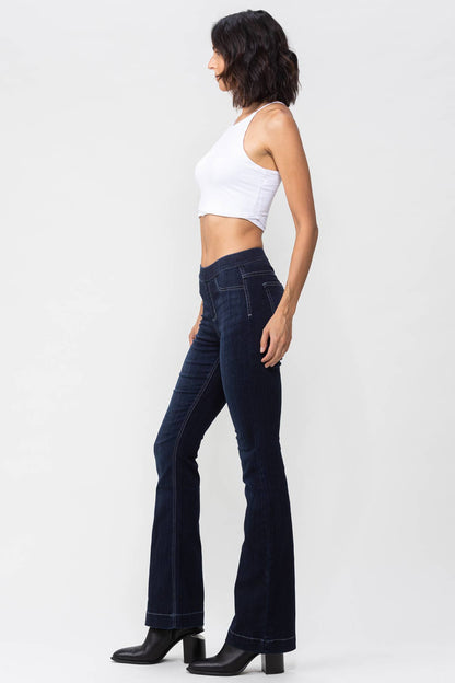 PLUS SIZE Indigo Pull On Flare
