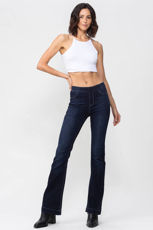 PLUS SIZE Indigo Pull On Flare