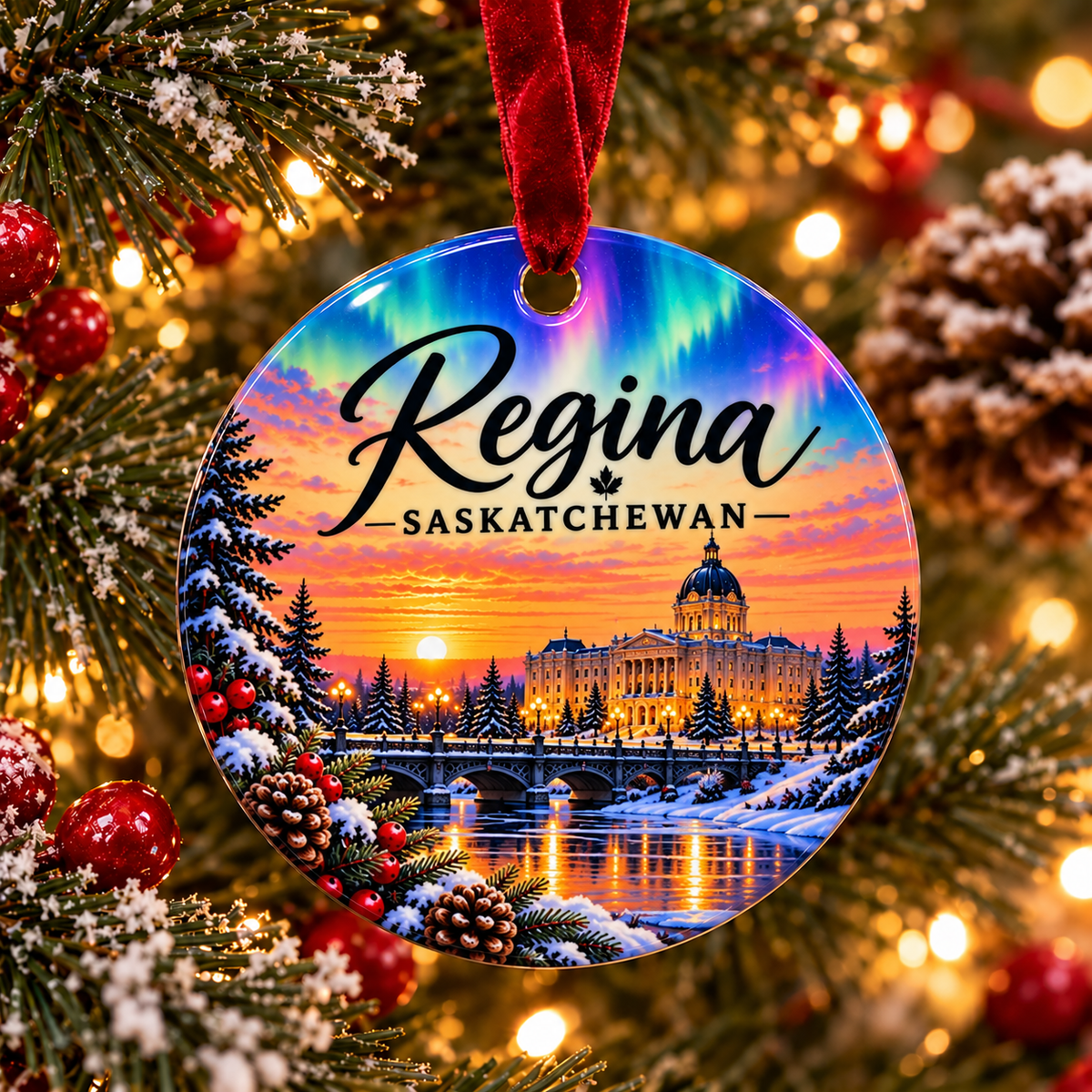 Saskatchewan Ceramic Christmas Ornament