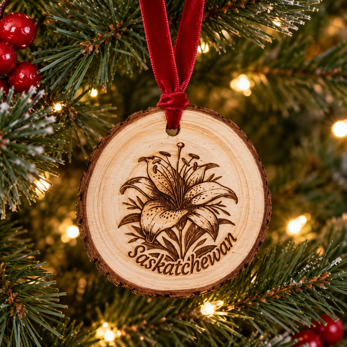 Saskatchewan Laser Engraved Wooden Ornaments
