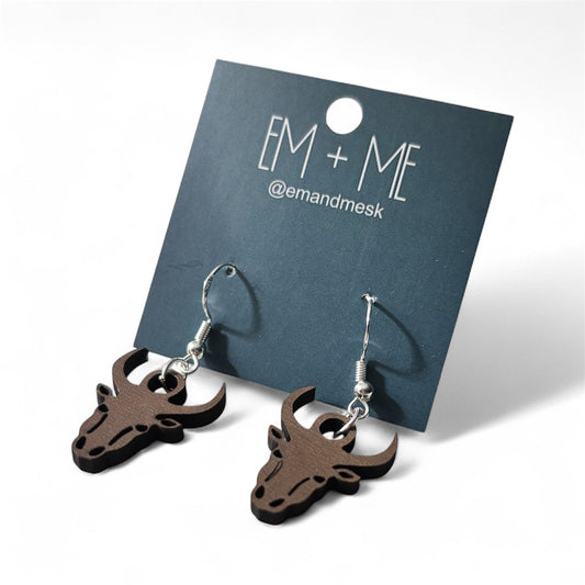 Animal wooden dangle earrings