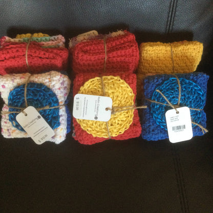 Cotton dish cloths with nylon scrubbie