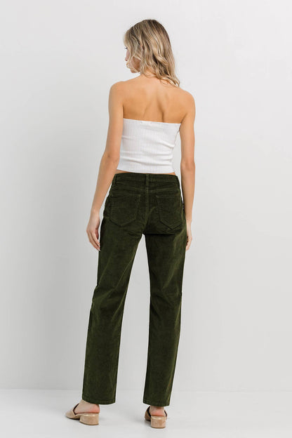 Olive Corduroy Straight Pants