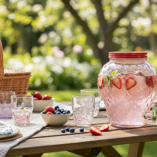 Glass Strawberry Shape Drink Dispenser
