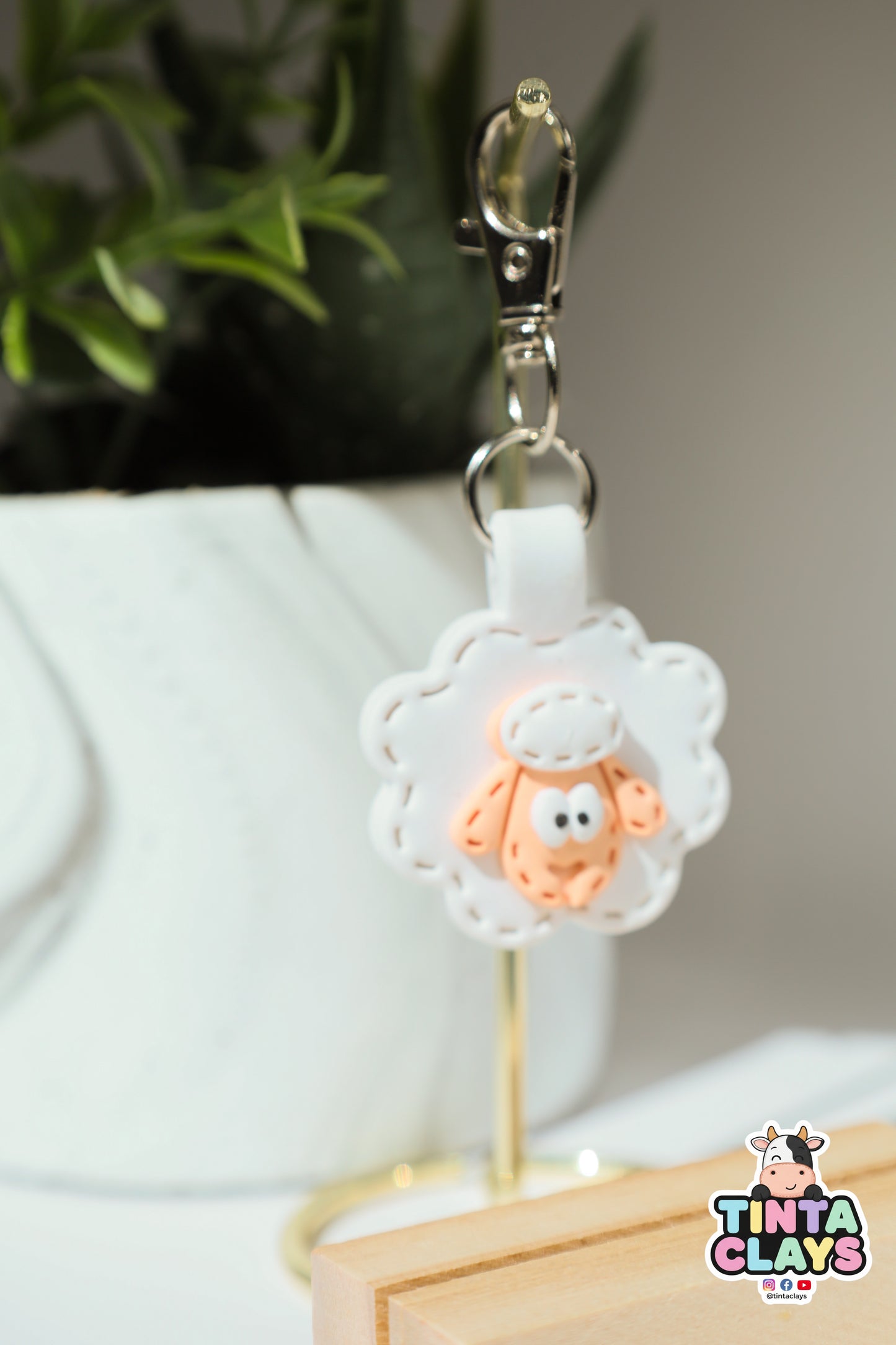 Sheep Baa-by Cute!  Polymer Clay Keychain