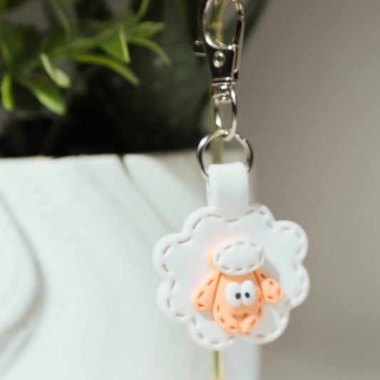 Sheep Baa-by Cute!  Polymer Clay Keychain