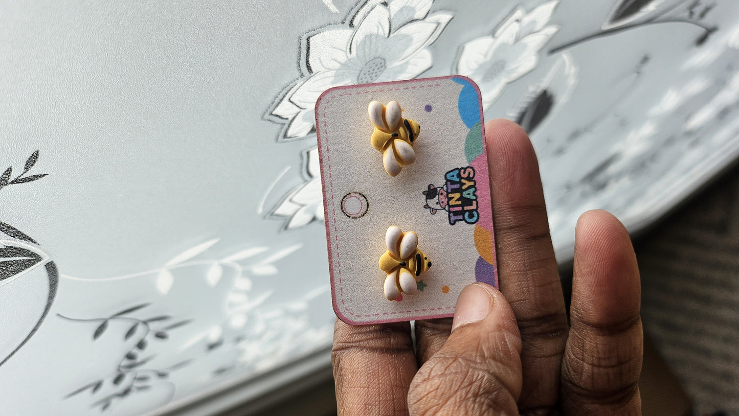 Bee Polymer Clay Stud Earrings
