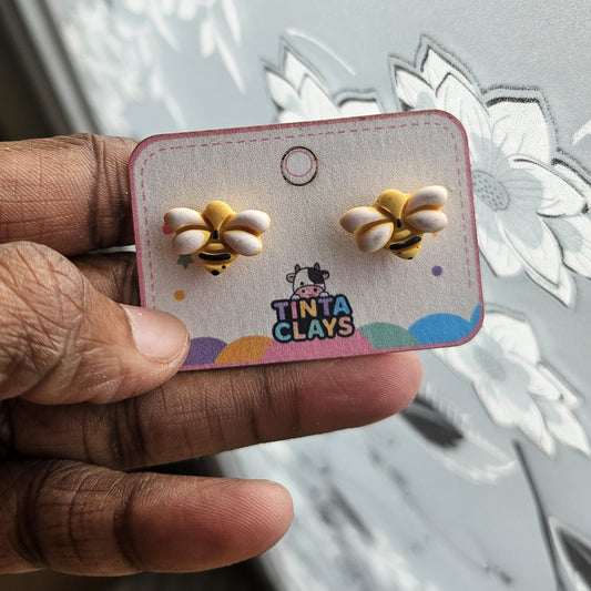 Bee Polymer Clay Stud Earrings