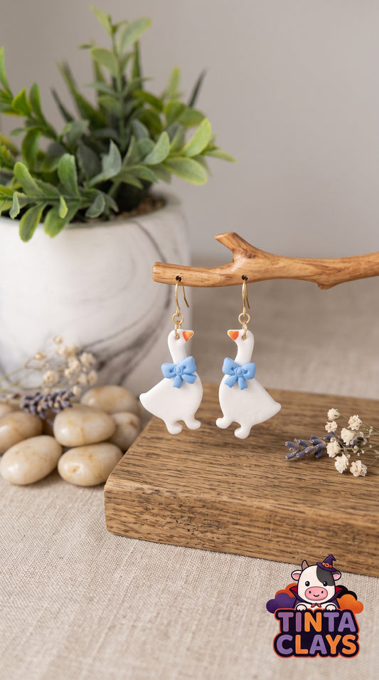 Bow Duck Earrings – Handmade Polymer Clay Earrings