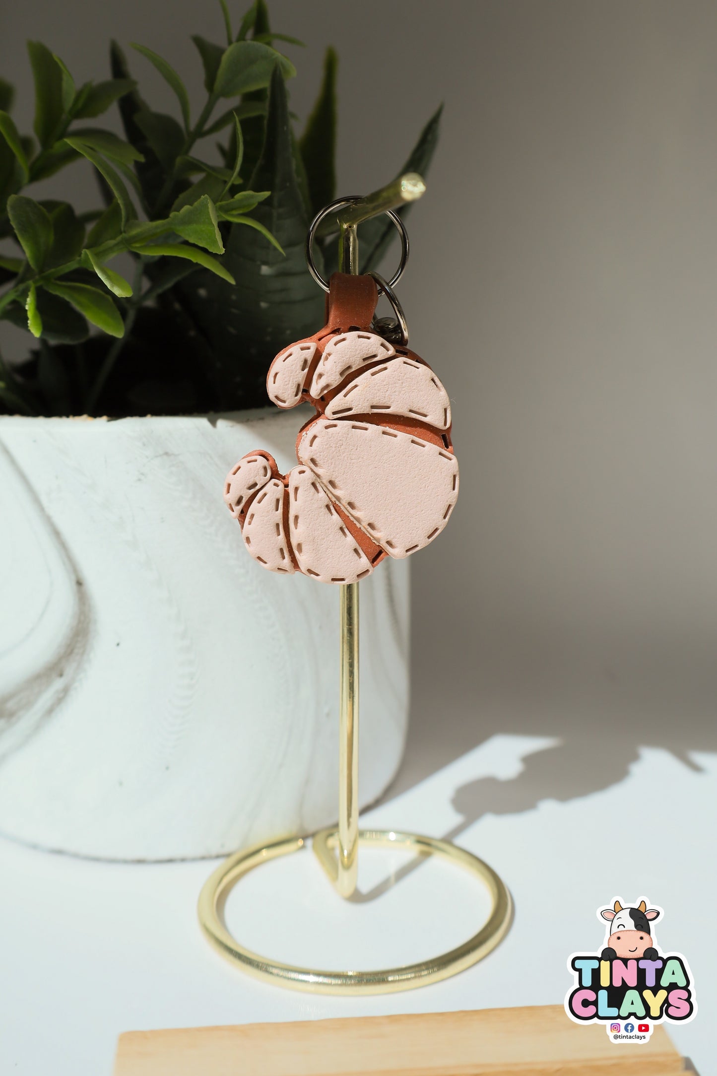 Buttery Croissant Polymer Clay Keychain