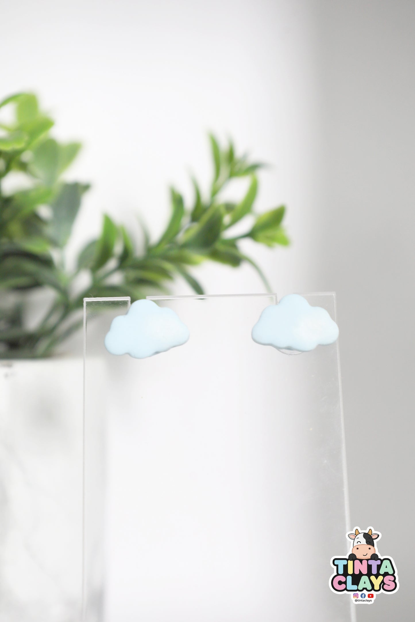 Cloud Polymer Clay Stud Earrings