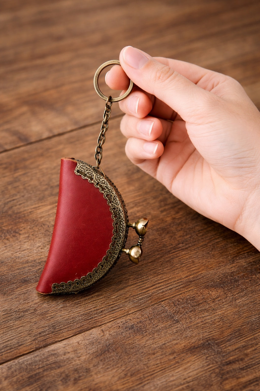Vintage-style coin pouch; bag charm