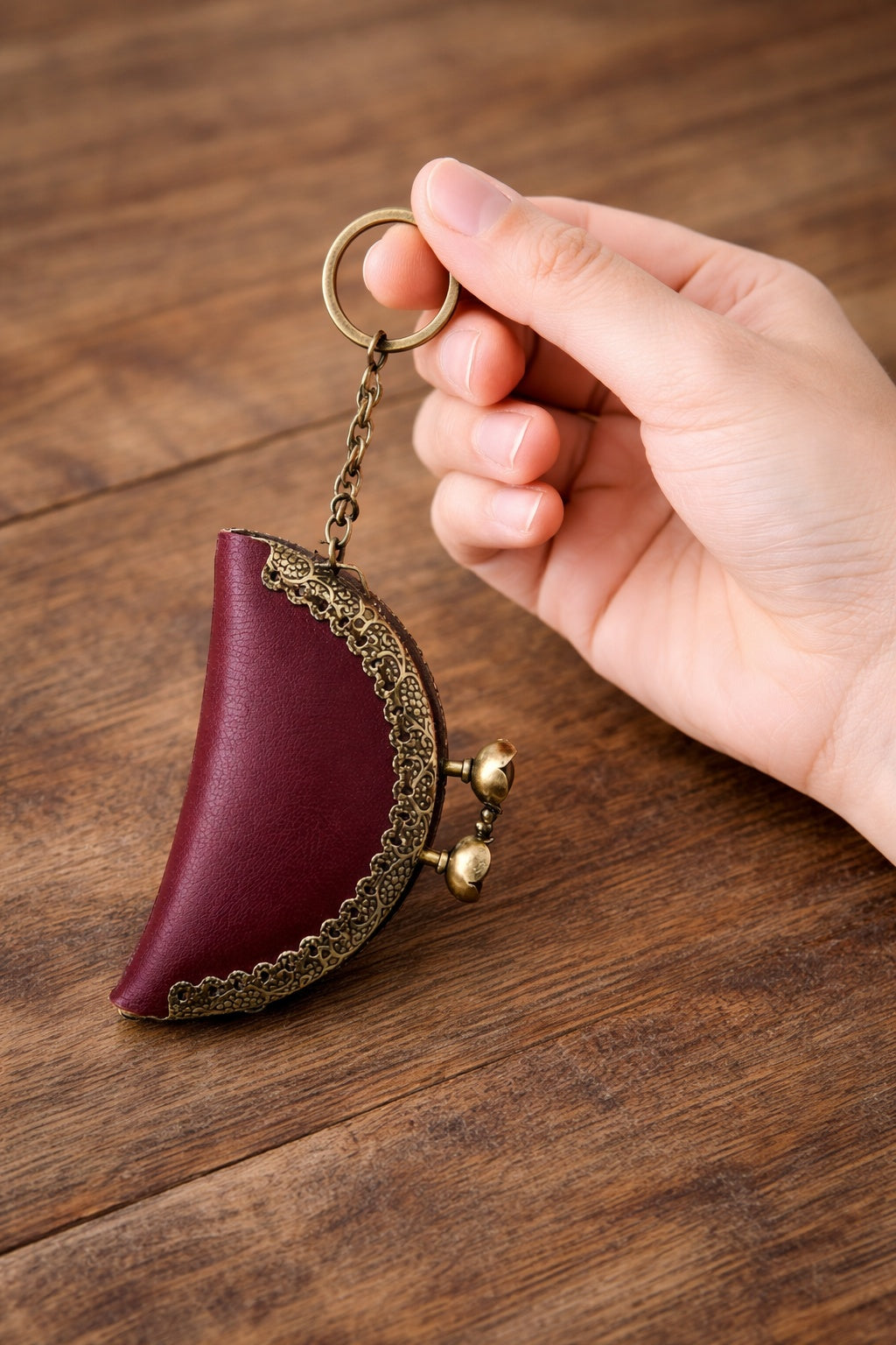 Vintage-style coin pouch; bag charm