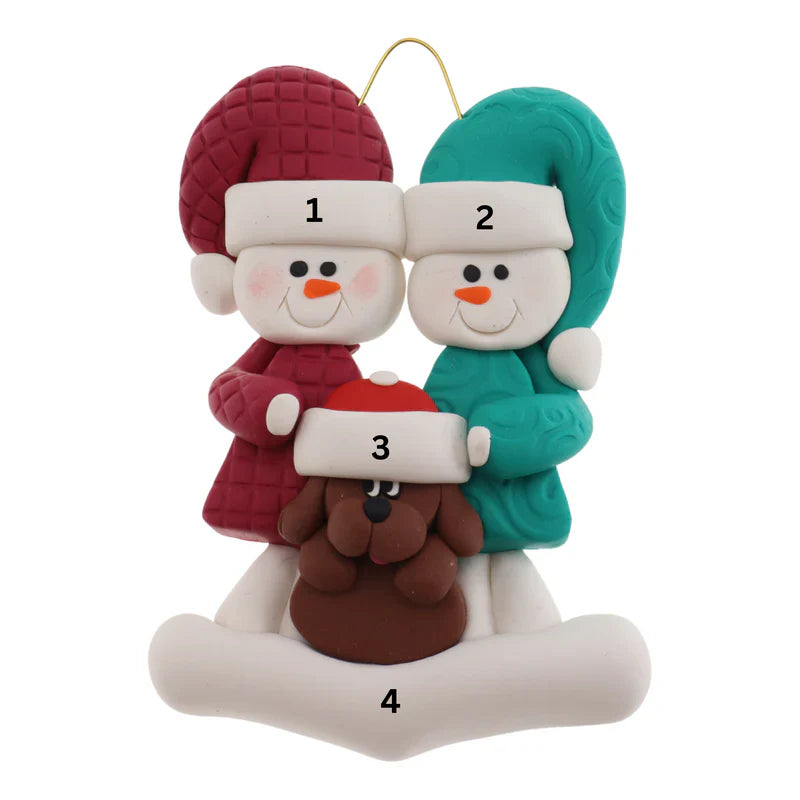Couple Snowman With Dog Ornaments