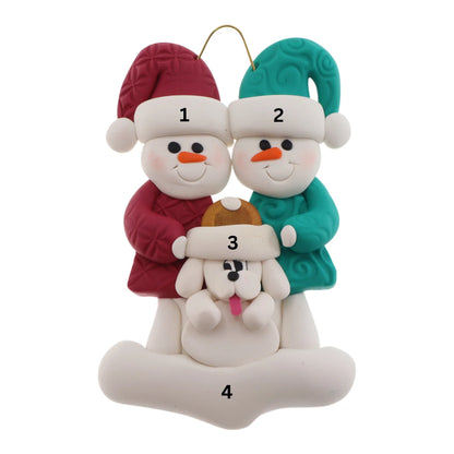 Couple Snowman With Dog Ornaments