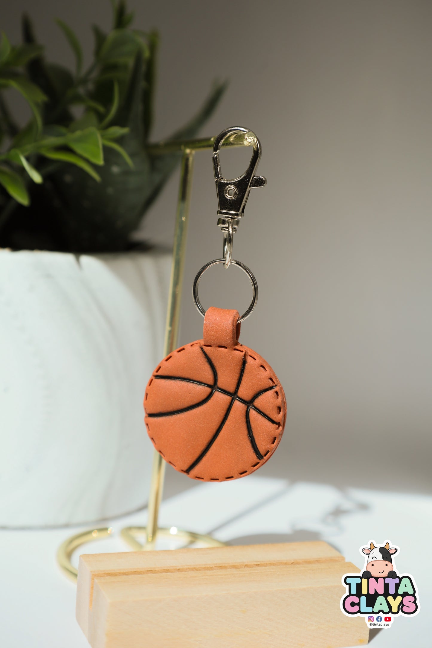 Basketball Polymer Clay Keychain