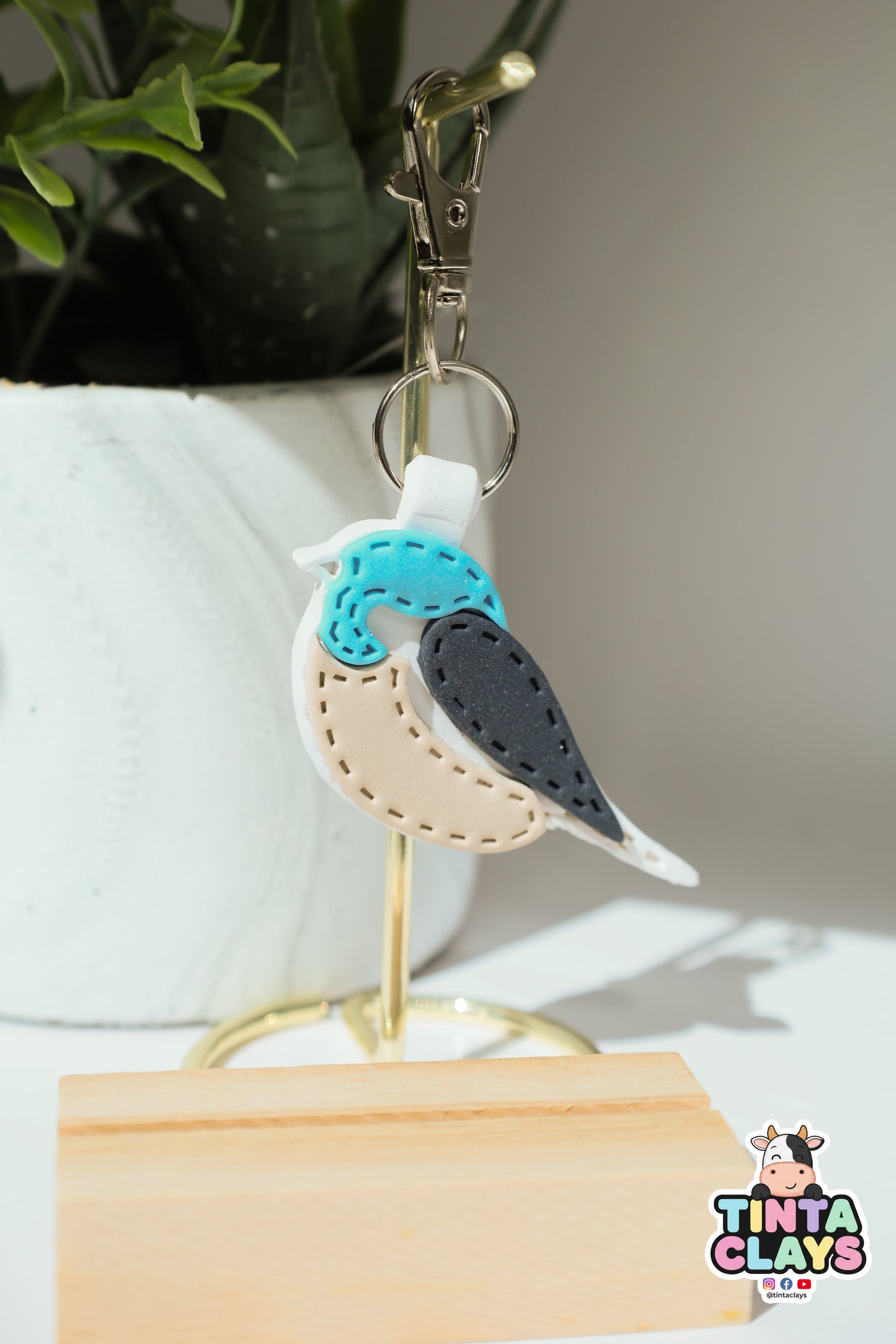 Bird Polymer Clay Keychain