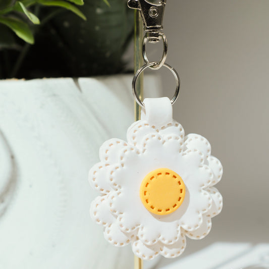 Daisy Polymer Clay Keychain
