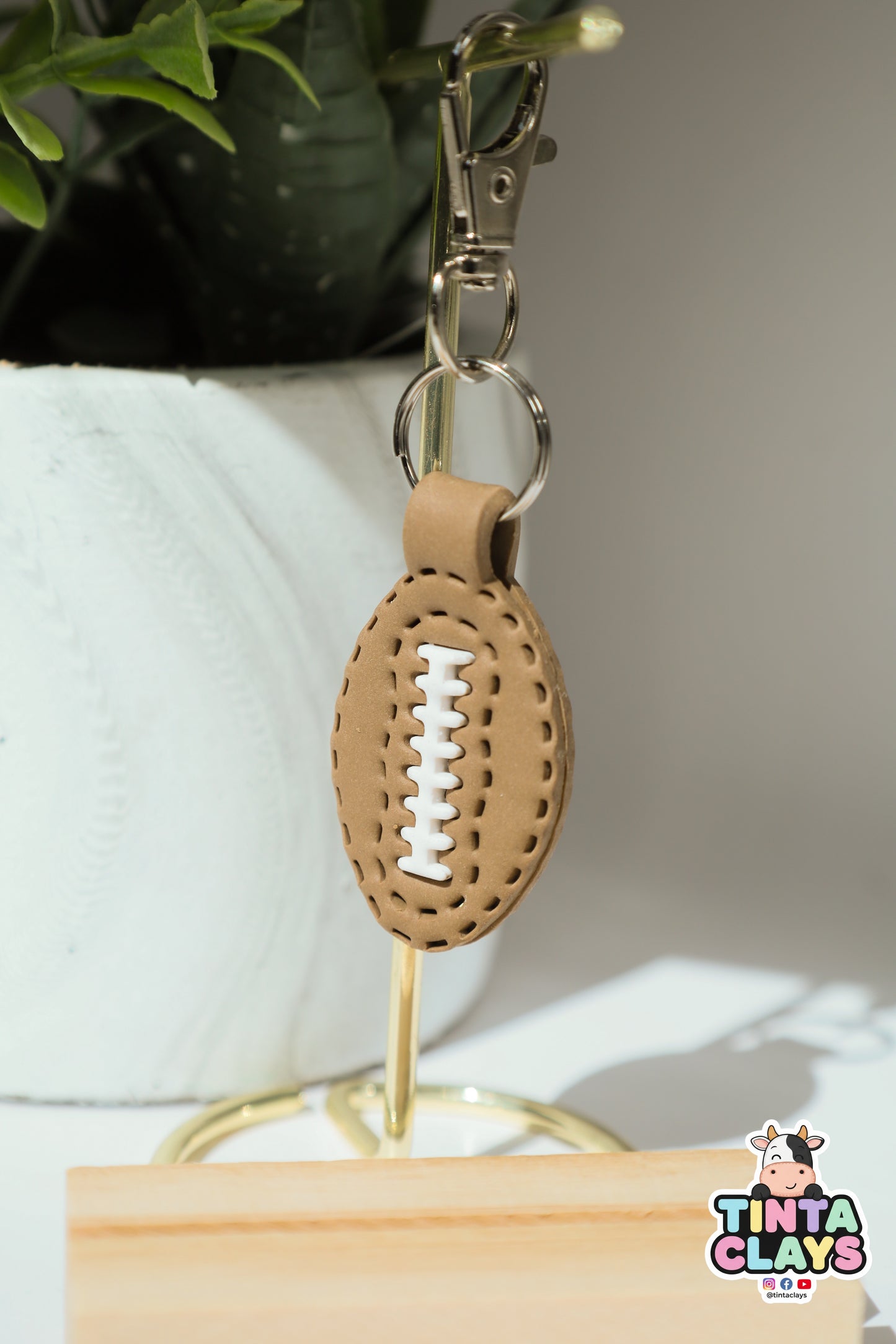 Football Polymer Clay Keychain