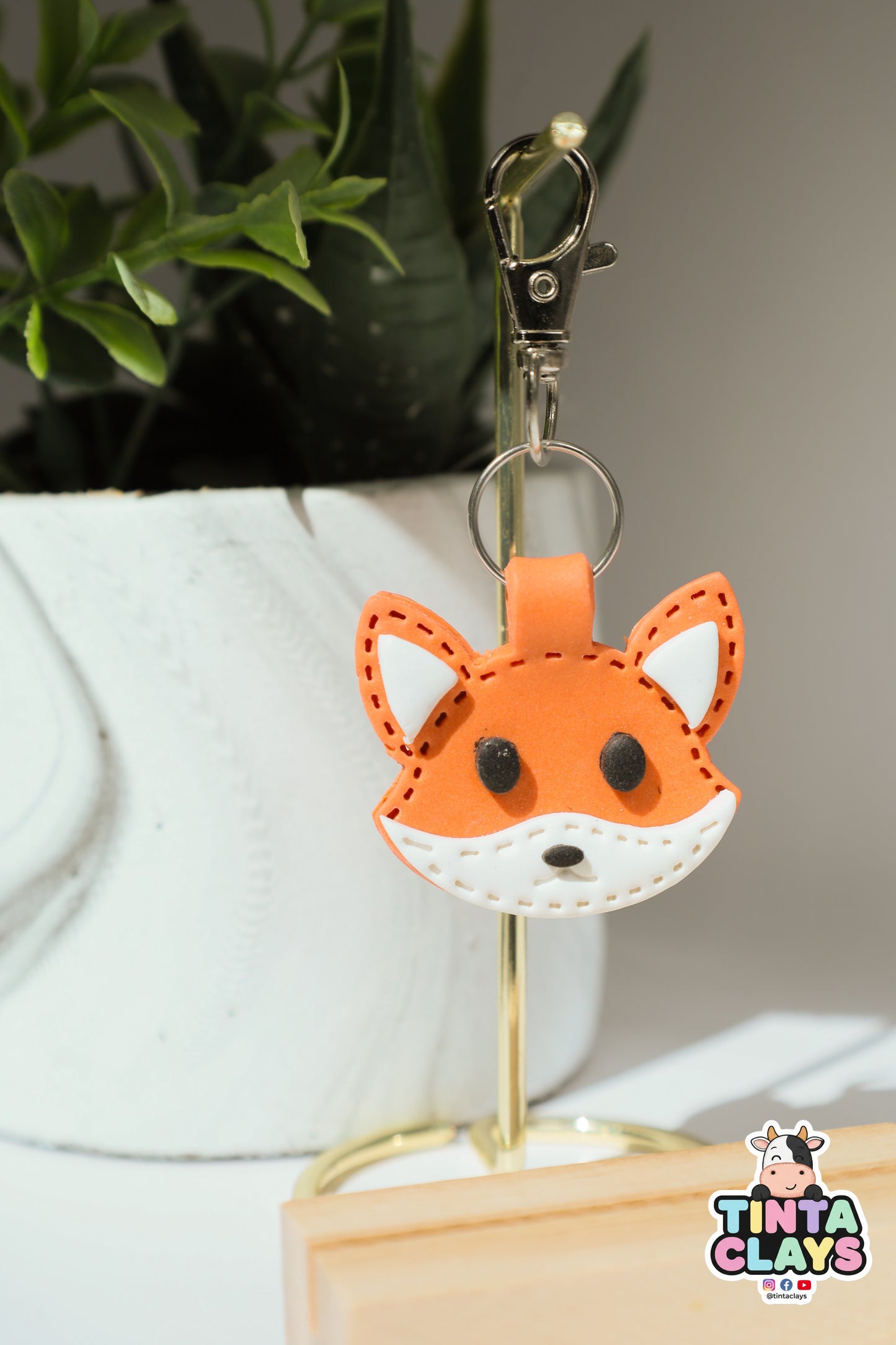 Fox Polymer Clay Keychain
