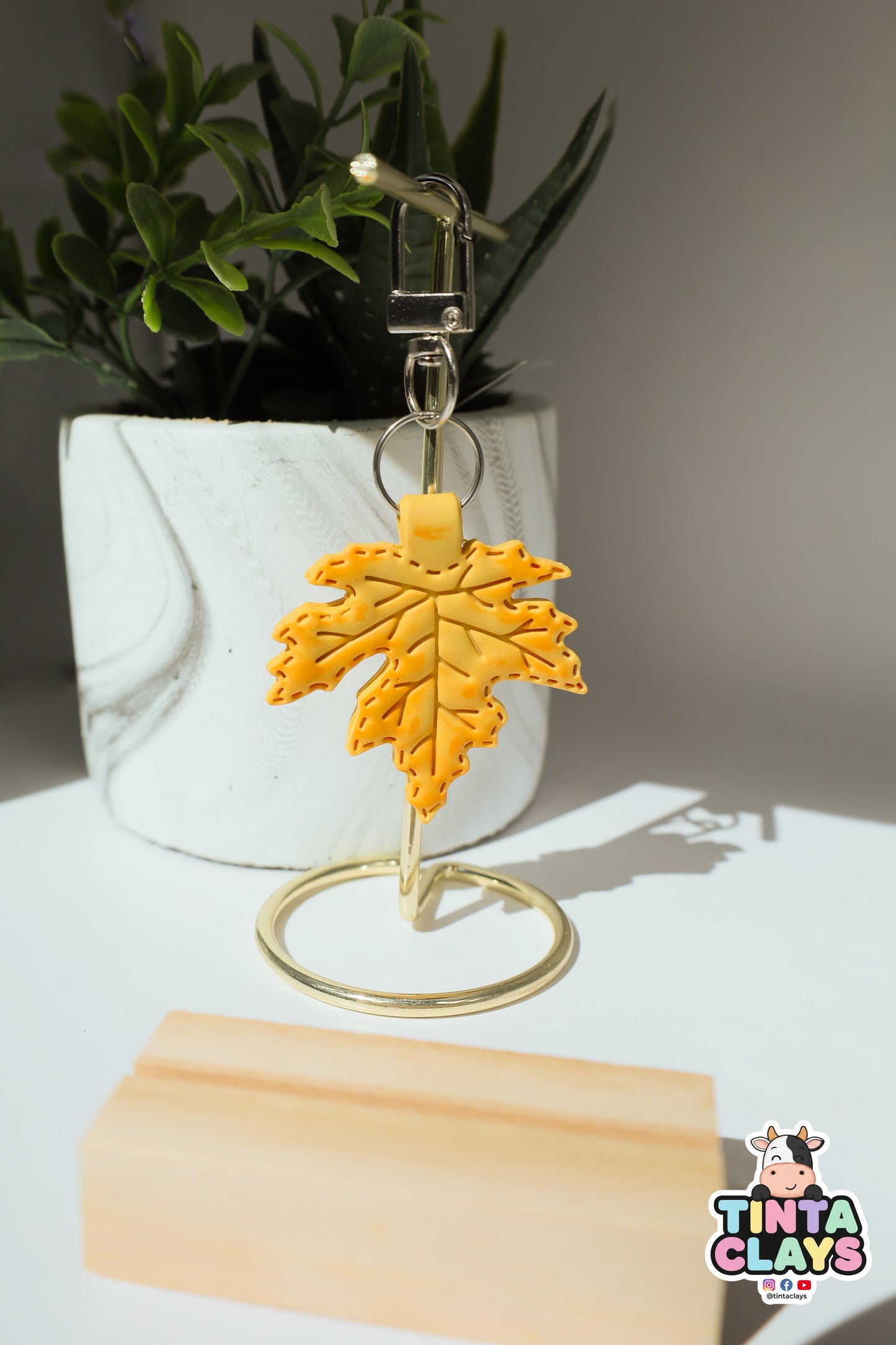 Maple Leaf Polymer Clay Keychain