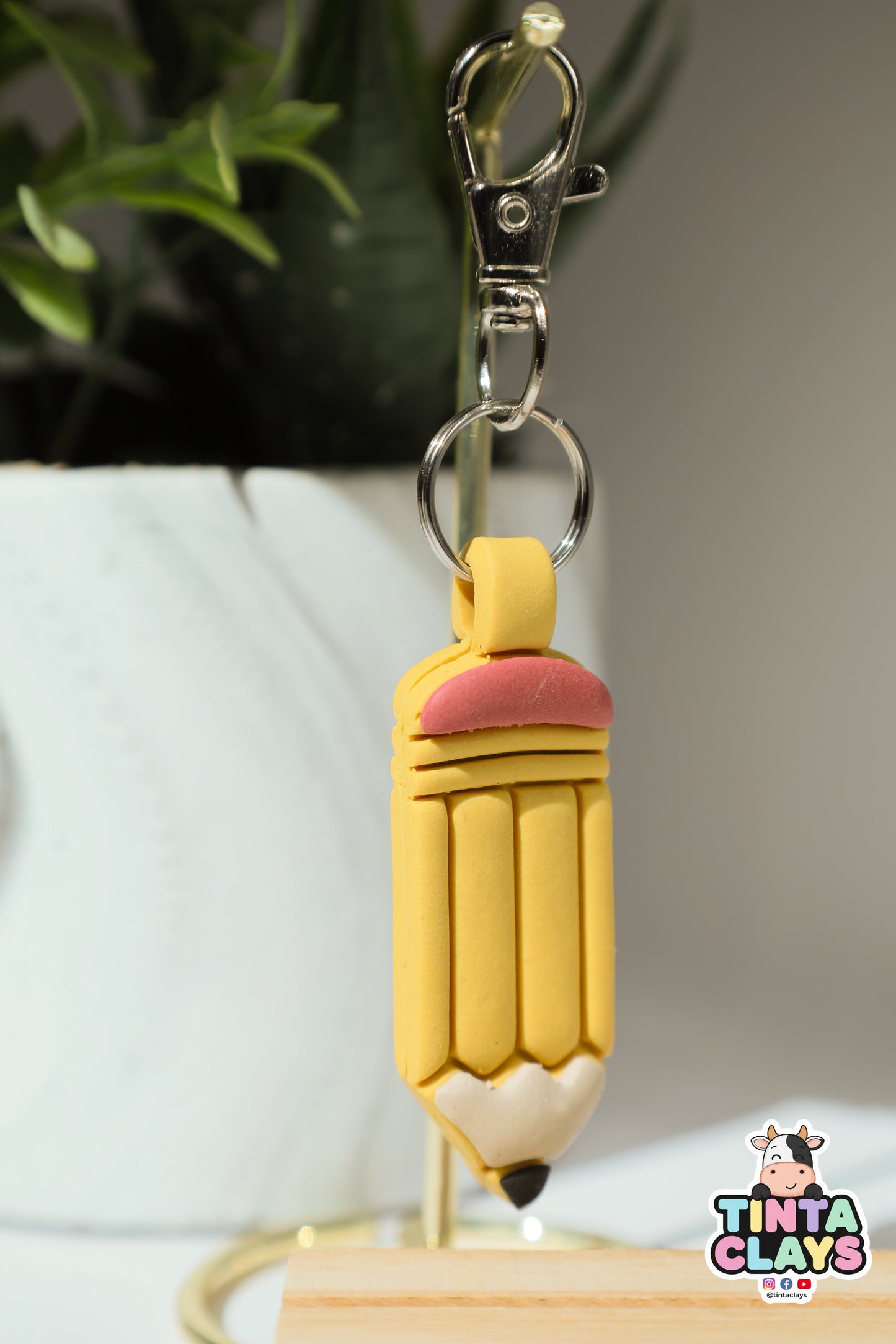 Cute Pencil Polymer Clay Keychain