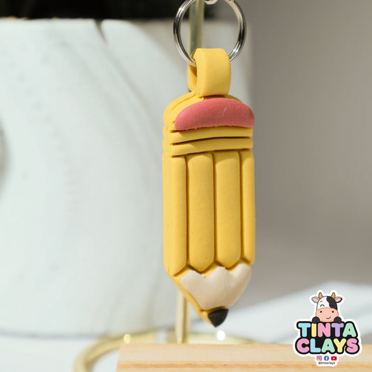 Cute Pencil Polymer Clay Keychain
