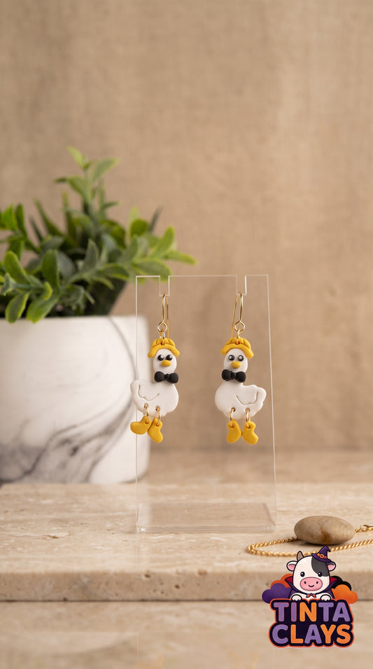 Cute Rainy Day Duck Earrings – Handmade Polymer Clay Earrings