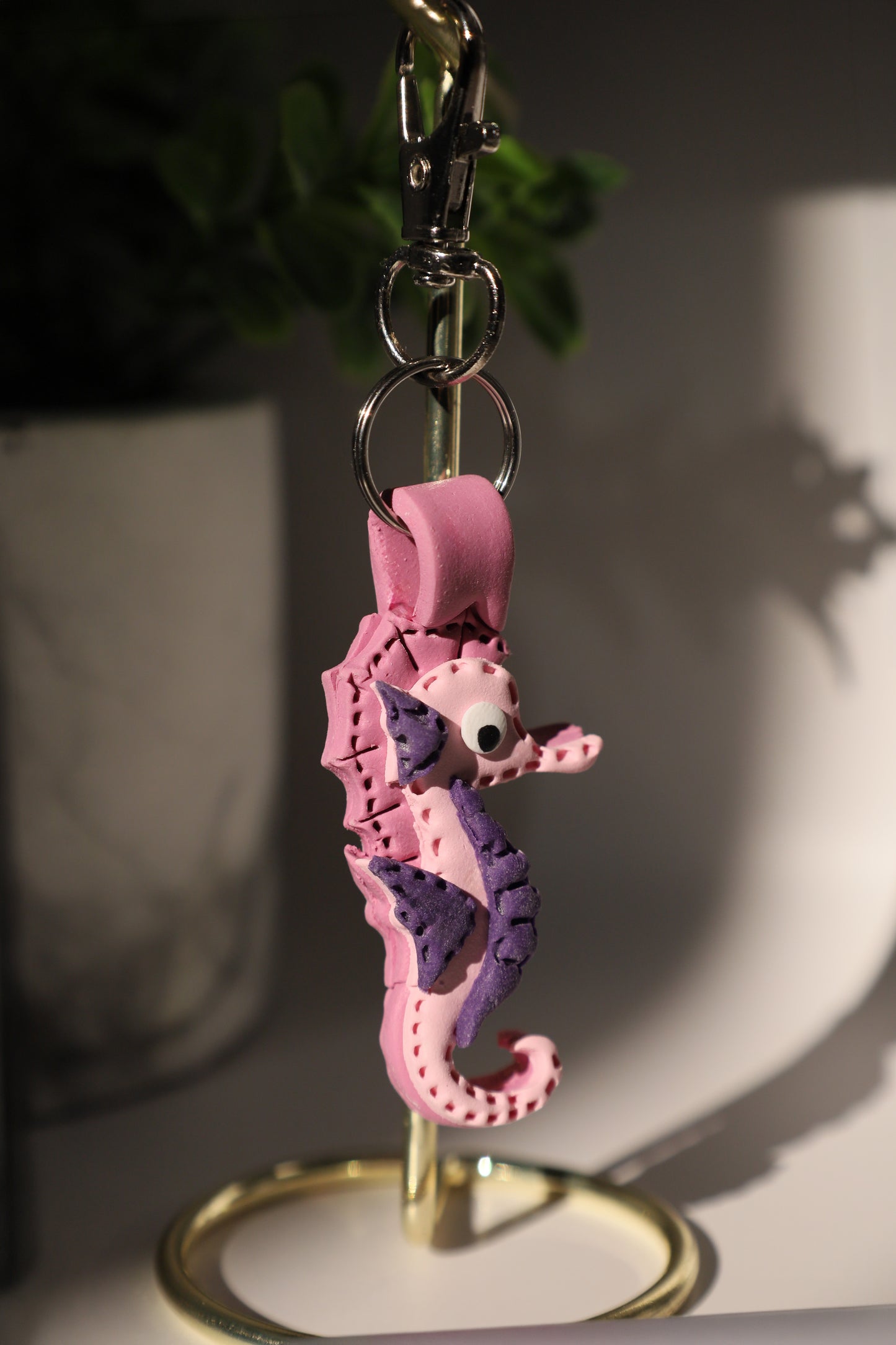 Seahorse Polymer Clay Keychain