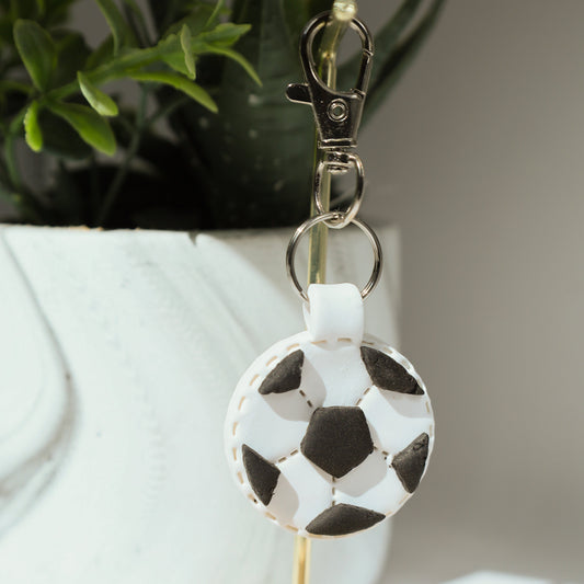 Soccer Ball Polymer Clay Keychain