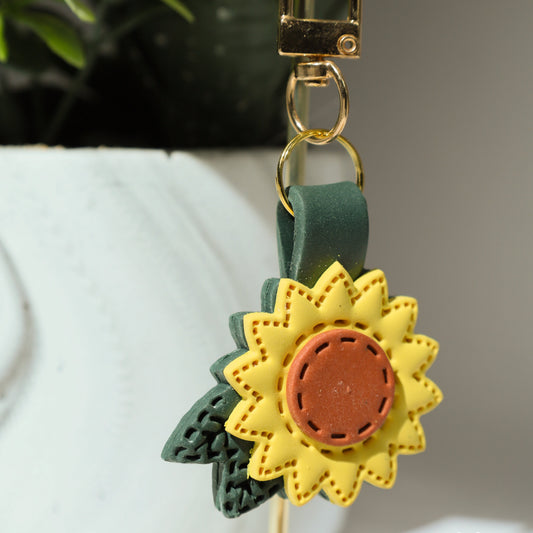 Sunflower Polymer Clay Keychain