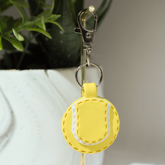 Tennis Ball Polymer Clay Keychain
