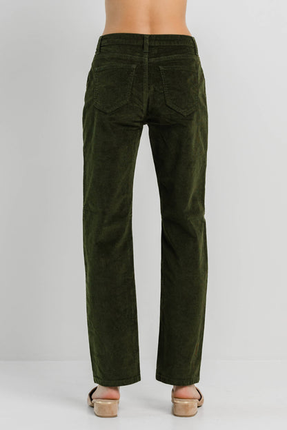 Olive Corduroy Straight Pants