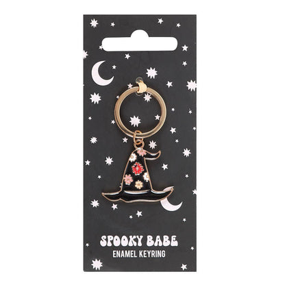 Spooky Babe Halloween Witch Hat Keyring