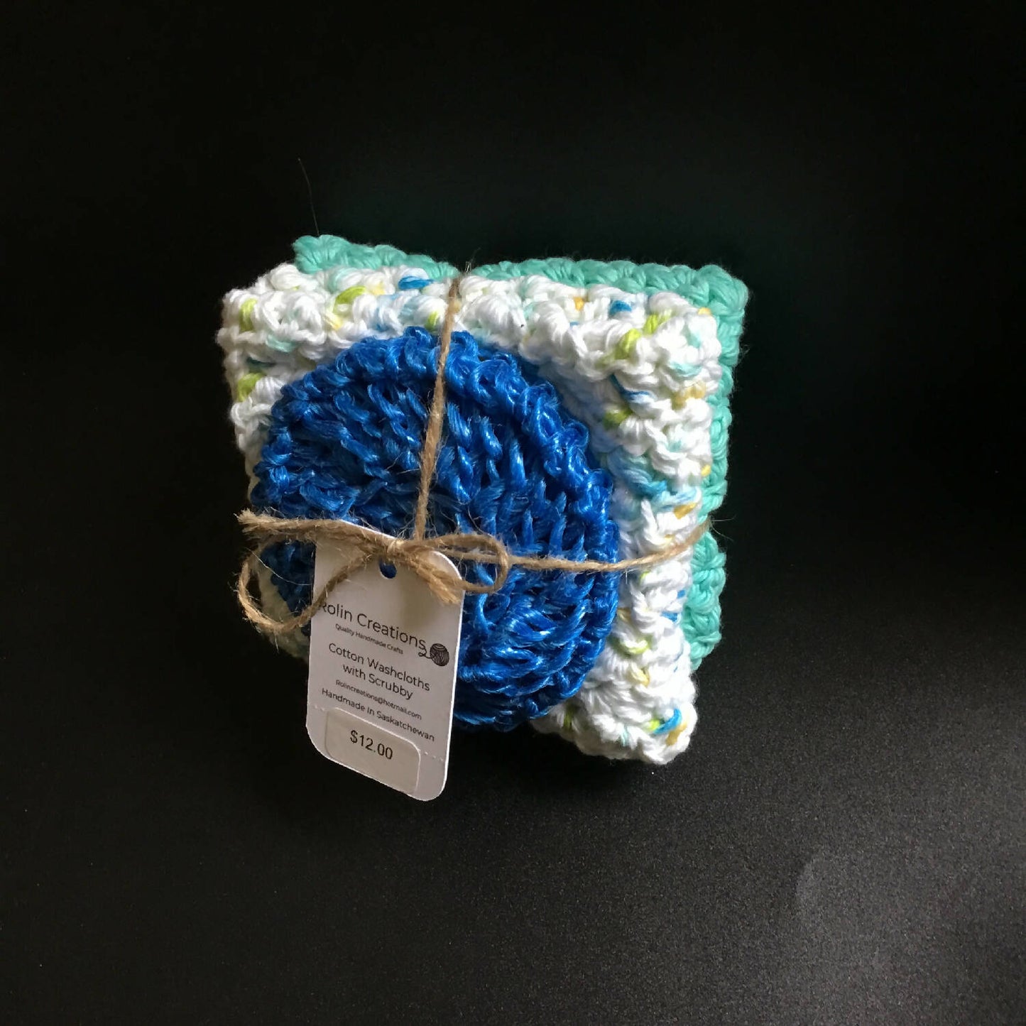 Cotton dish cloths with nylon scrubbie