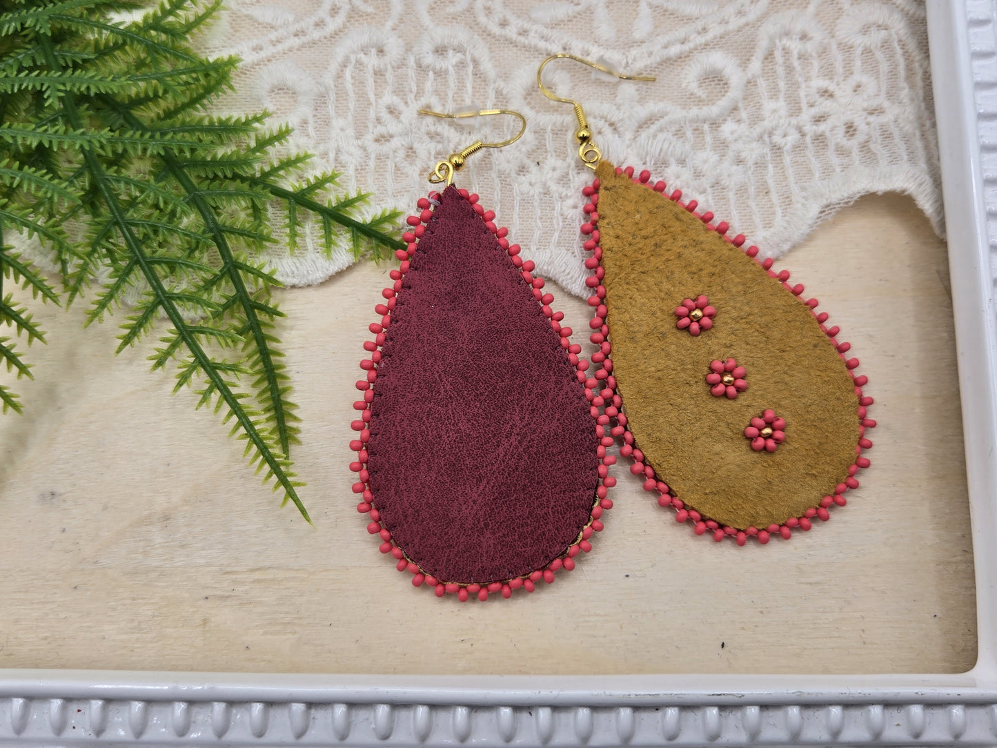 Flat stitch earrings