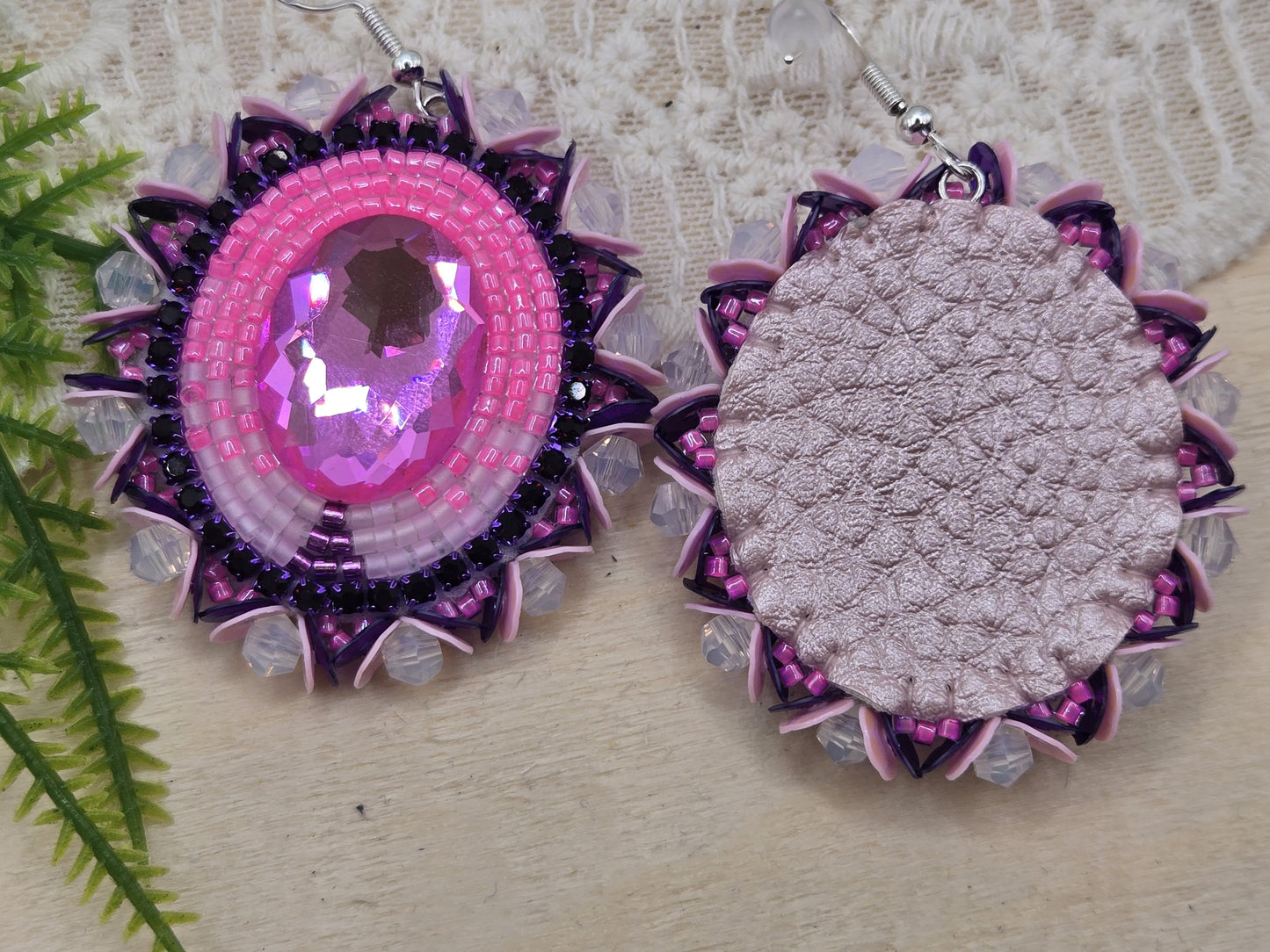 Flat stitch earrings