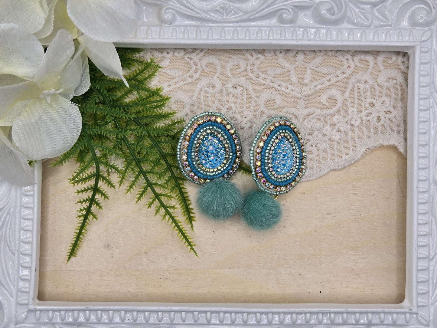 Flat stitch earrings