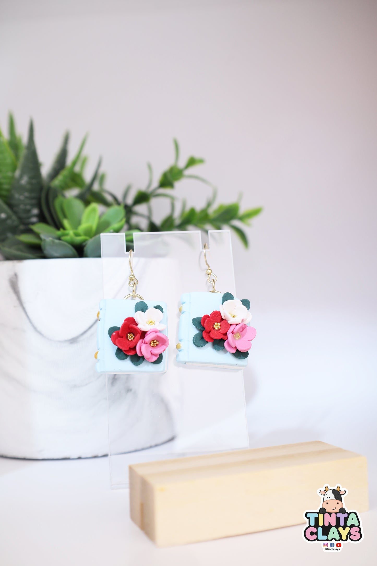 Floral Book Drop Earrings